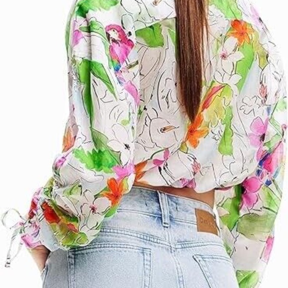 Desigual Women's Crop Top Blouse Floral Medium - Picture 6 of 7
